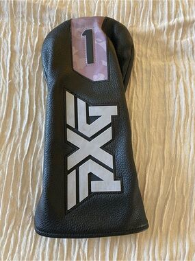 PXG Black Leather Driver Headcover with Purple Camo Accent